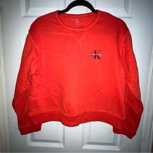 Calvin Klein Jeans cropped women’s orange oversized crewneck sweatshirt